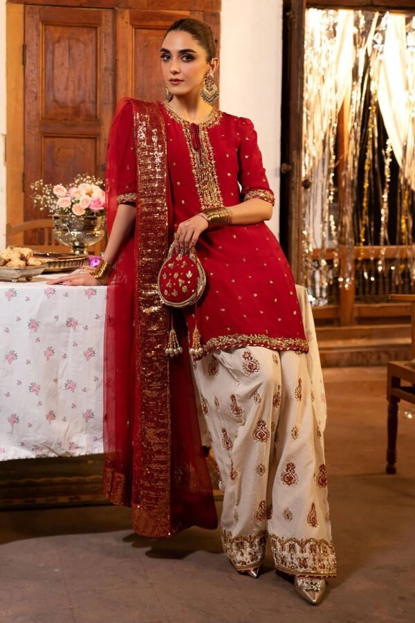 Gulistan Stripes Kurta - Brick Red - Image 2